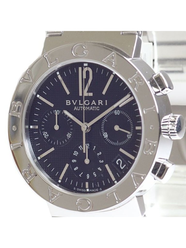 Bvlgari Watch Date Chronograph Bb 38 Ssch Black Dial Automatic Bvlgari Watch Date Chronograph Bb 38 Ssch Black Dial Automatic